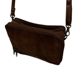 Adrian Klis Vintage Brown Bison Leather Crossbody Bag